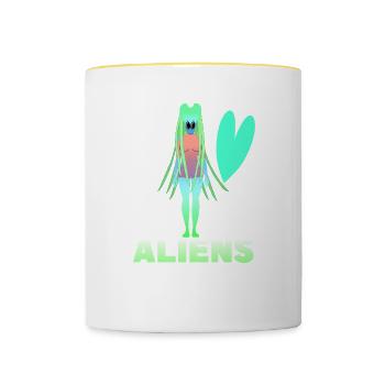 I love aliens - Contrasting Mug - white/yellow - Front