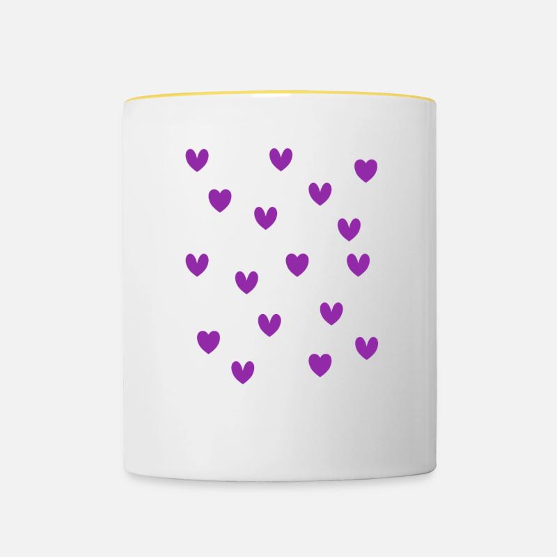 Lila Herzen - Tasse zweifarbig - Weiß/Gelb