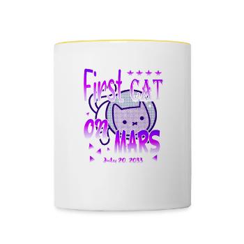 Premier chat sur Mars - Mug contrasté - blanc/jaune - Devant
