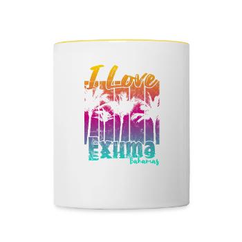 Ich liebe Exuma Bahamas - Tasse zweifarbig - Weiß/Gelb - Vorne