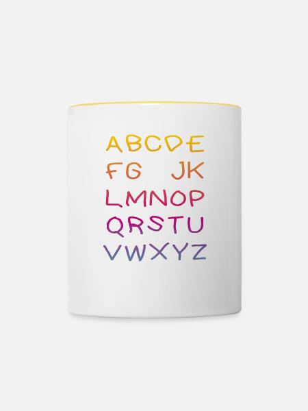Hi Alphabet - Tasse zweifarbig - Weiß/Gelb