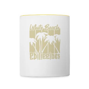 Vintage White Beach Philippines - Mug contrasté - blanc/jaune - Devant