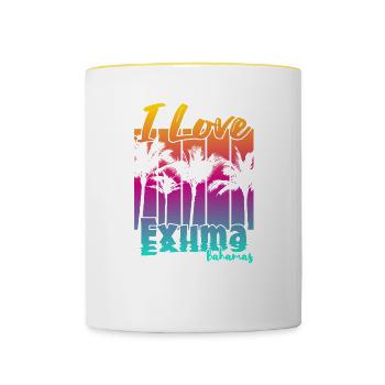 Ich liebe Exuma Bahamas - Tasse zweifarbig - Weiß/Gelb - Vorne