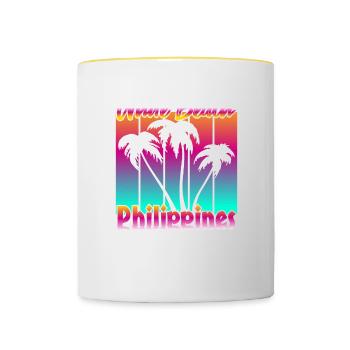 Vintage White Beach Philippines - Mug contrasté - blanc/jaune - Devant