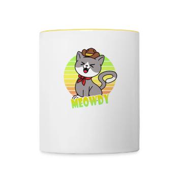 Meowdy Cowboy Chat - Mug contrasté - blanc/jaune - Devant