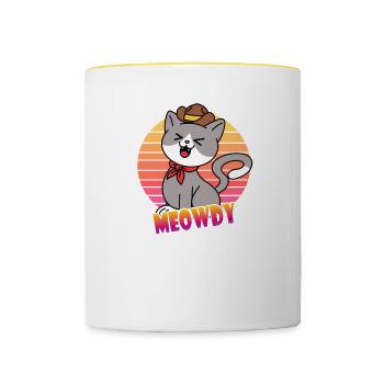 Meowdy Cowboy Chat - Mug contrasté - blanc/jaune - Devant