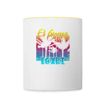 Vintage El Gouna Egypt Sonnenuntergang - Tasse zweifarbig - Weiß/Gelb - Vorne