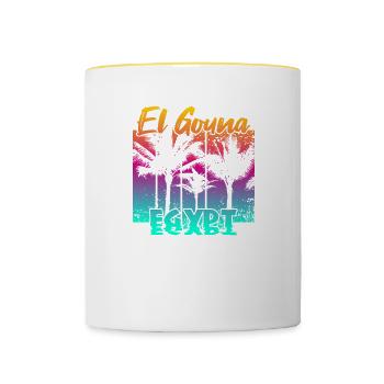 Vintage El Gouna Egypt Sonnenuntergang - Tasse zweifarbig - Weiß/Gelb - Vorne