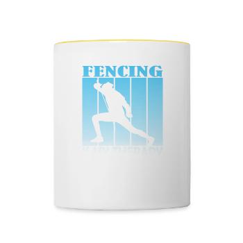 fencing is my therapy - Contrasting Mug - white/yellow - Front