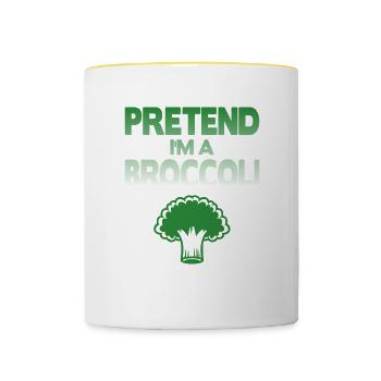 Pretend i'm a Broccoli - Contrasting Mug - white/yellow - Front