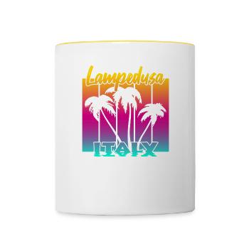 Lampedusa Italy - Tasse zweifarbig - Weiß/Gelb - Vorne