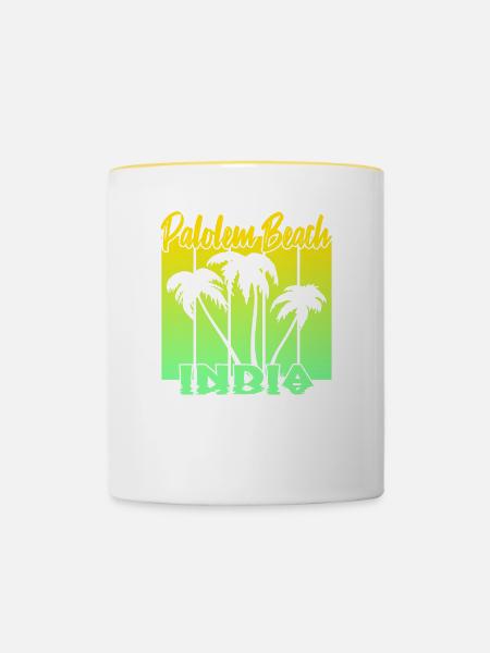 Palolem Beach India - Tasse zweifarbig - Weiß/Gelb