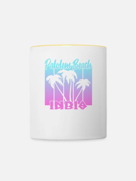 Palolem Beach India - Tasse zweifarbig - Weiß/Gelb