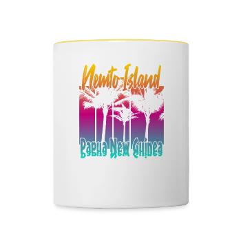Coucher de soleil vintage sur l’île de Nemto - Mug contrasté - blanc/jaune - Devant