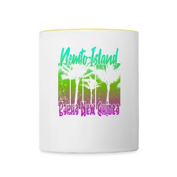 Coucher de soleil vintage sur l’île de Nemto - Mug contrasté - blanc/jaune - Devant