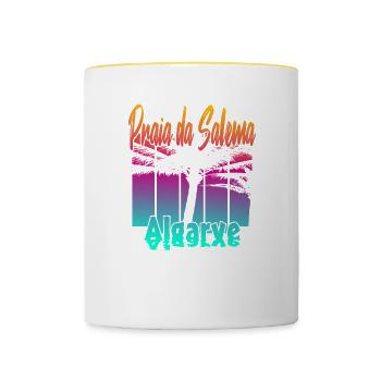 Vintage Praia da Salema Algarve - Contrasting Mug - white/yellow - Front