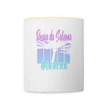 Vintage Praia da Salema Algarve - Contrasting Mug - white/yellow - Front