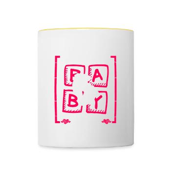 L’arrière-grand-père pense que c’est une fille qui révèle le genre - Mug contrasté - blanc/jaune - Devant