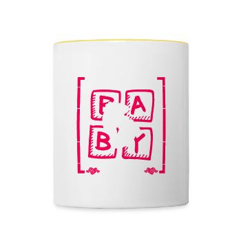 L’arrière-grand-mère pense que c’est une révélation de genre de fille - Mug contrasté - blanc/jaune - Devant