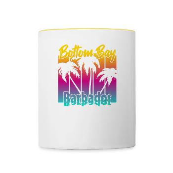 Vintage Bottom Bay Barbados Sunset - Mug contrasté - blanc/jaune - Devant