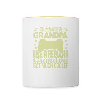 Grand-père joueur - Mug contrasté - blanc/jaune - Devant
