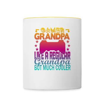 Grand-père joueur - Mug contrasté - blanc/jaune - Devant