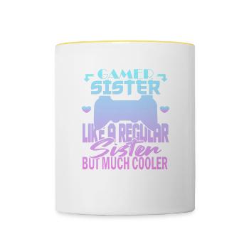 Sœur Gamer - Mug contrasté - blanc/jaune - Devant