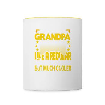 Grand-père joueur - Mug contrasté - blanc/jaune - Devant