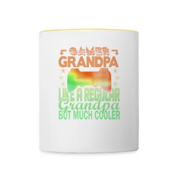 Grand-père joueur - Mug contrasté - blanc/jaune - Devant