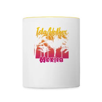 Isla Holbox Mexico - Tasse zweifarbig - Weiß/Gelb - Vorne