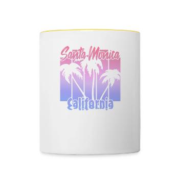 Santa Monica California - Tasse zweifarbig - Weiß/Gelb - Vorne