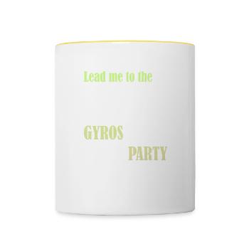 Lead me to the Gyros Party - Tasse zweifarbig - Weiß/Gelb - Vorne