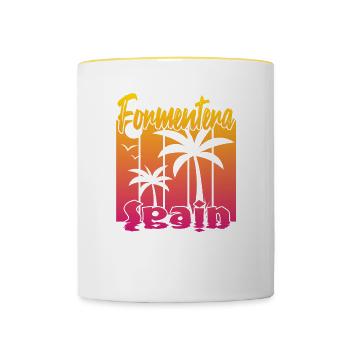 Formentera Spain - Tasse zweifarbig - Weiß/Gelb - Vorne