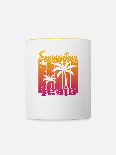Formentera Spain - Tasse zweifarbig - Weiß/Gelb