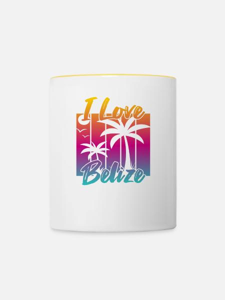 Ich liebe Belize - Tasse zweifarbig - Weiß/Gelb