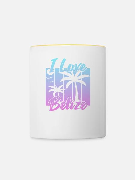 Ich liebe Belize - Tasse zweifarbig - Weiß/Gelb