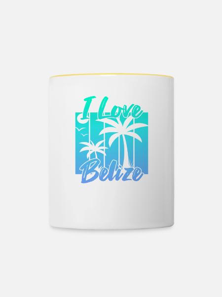 Ich liebe Belize - Tasse zweifarbig - Weiß/Gelb