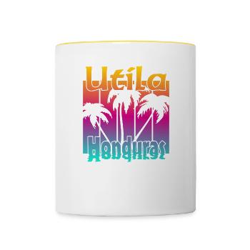 Utila Honduras - Tasse zweifarbig - Weiß/Gelb - Vorne