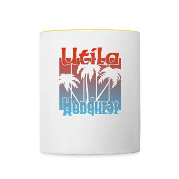 Utila Honduras - Tasse zweifarbig - Weiß/Gelb - Vorne