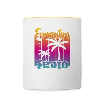 Formentera Spain - Tasse zweifarbig - Weiß/Gelb - Vorne