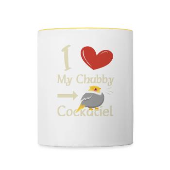 I Love my Chubby Cockatiel - Tasse zweifarbig - Weiß/Gelb - Vorne