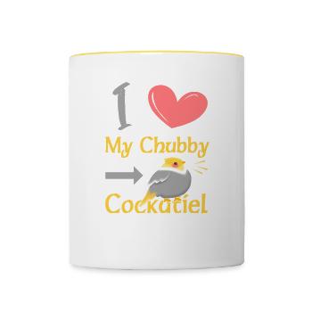 I Love my Chubby Cockatiel - Tasse zweifarbig - Weiß/Gelb - Vorne