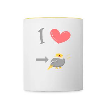 I Love my Chubby Cockatiel - Tasse zweifarbig - Weiß/Gelb - Vorne