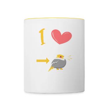 I Love my Chubby Cockatiel - Tasse zweifarbig - Weiß/Gelb - Vorne