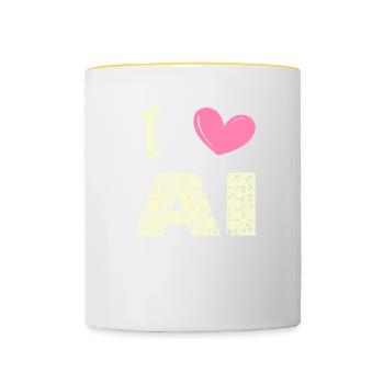 J’aime l’IA - Mug contrasté - blanc/jaune - Devant