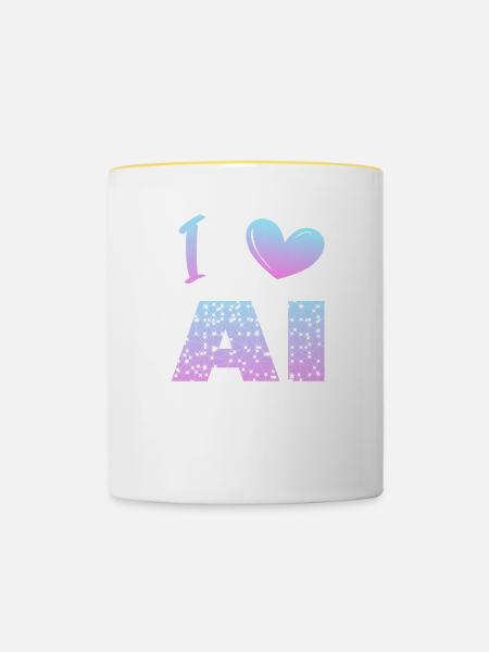 i love ai - Tasse zweifarbig - Weiß/Gelb