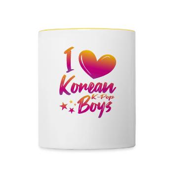 I love Korean boys - Contrasting Mug - white/yellow - Front