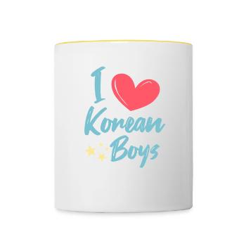 I love Korean boys - Contrasting Mug - white/yellow - Front