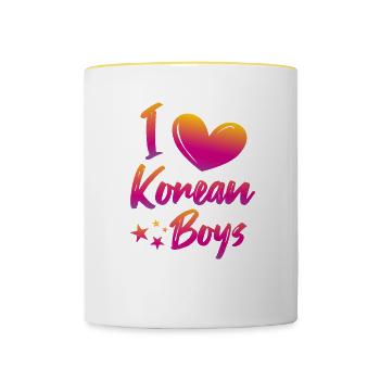 I love Korean boys - Contrasting Mug - white/yellow - Front