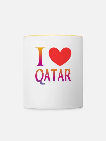 Ich liebe Katar - Tasse zweifarbig - Weiß/Gelb